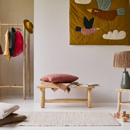 Banc déco enfant en bois de teck 80 kilim Naturel 2 - vertbaudet enfant 