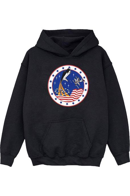 Sweat à capuche rocket coton nasa 76 Gris chiné+Noir 7 - vertbaudet enfant 