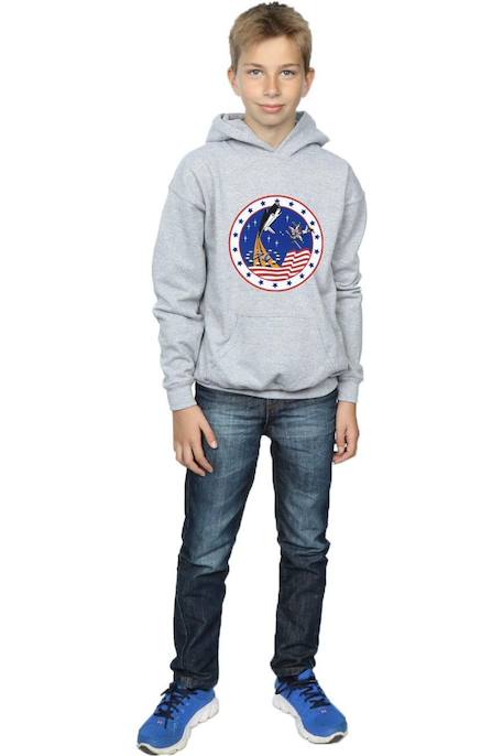 Sweat à capuche rocket coton nasa 76 Gris chiné+Noir 5 - vertbaudet enfant 