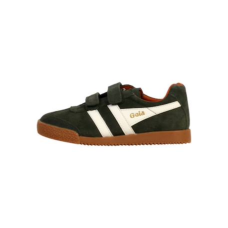 Baskets basses  à scratch Kaki sombre  blanc cassé orange 2 - vertbaudet enfant 
