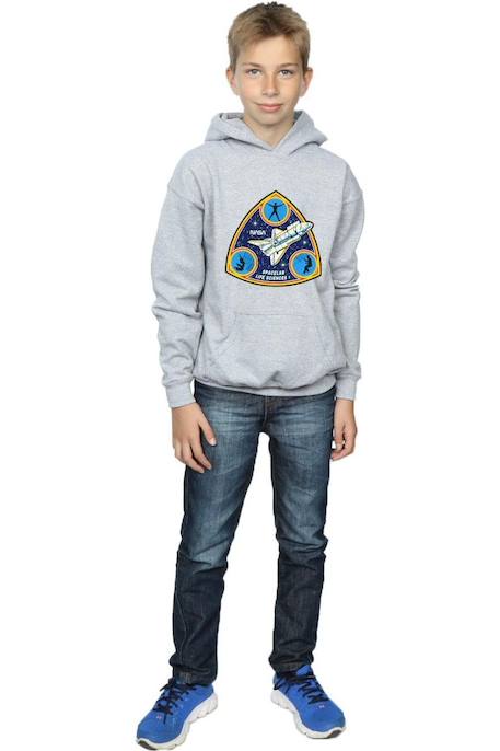 Sweat à capuche coton nasa spacelab life science Gris chiné+Noir 5 - vertbaudet enfant 