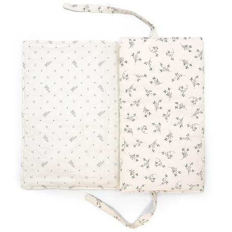 Tapis à langer audrey olive bloom canvas Ecru, vert 2 - vertbaudet enfant 