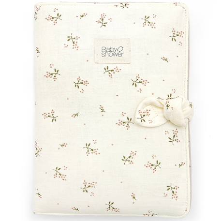 Protège carnet de santé knot roseberry Ecru, vert, rose 1 - vertbaudet enfant 