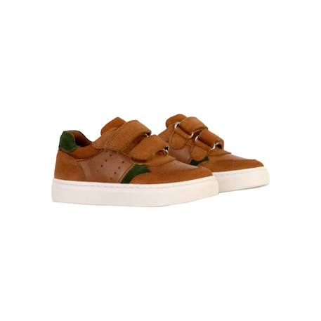 Baskets basses  à scratch Marron militaire 3 - vertbaudet enfant 