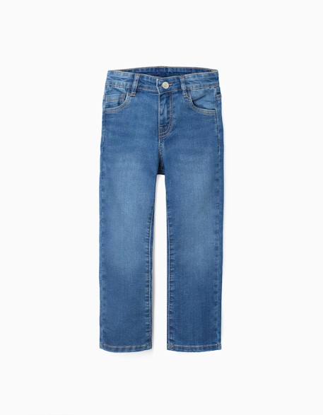 Jean à coupe droite Bleu+Bleu foncé 1 - vertbaudet enfant 