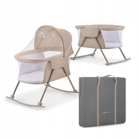 Berceau pliant 3 en 1 avec fonction lit de camping et bascule Beige+Grey 1 - vertbaudet enfant 