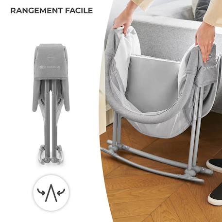 Berceau pliant 3 en 1 avec fonction lit de camping et bascule Beige+Grey 9 - vertbaudet enfant 