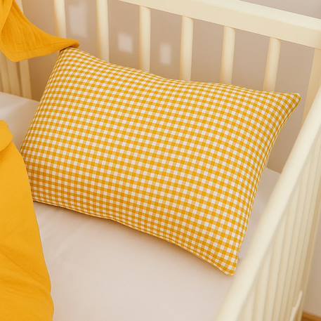 Coussin rectangle en coton bio Blanc+Fraise+Honey+Rose+Vert+Vichy 32 - vertbaudet enfant 