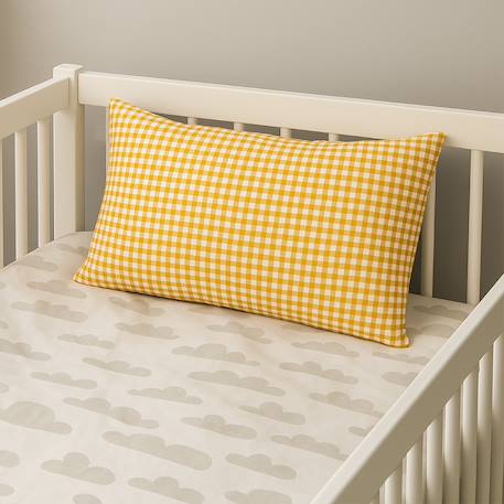 Coussin rectangle en coton bio Blanc+Fraise+Honey+Rose+Vert+Vichy 36 - vertbaudet enfant 