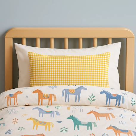 Coussin rectangle en coton bio Blanc+Fraise+Honey+Rose+Vert+Vichy 34 - vertbaudet enfant 