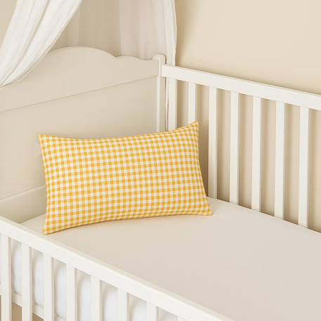 Coussin rectangle en coton bio Blanc+Fraise+Honey+Rose+Vert+Vichy 33 - vertbaudet enfant 
