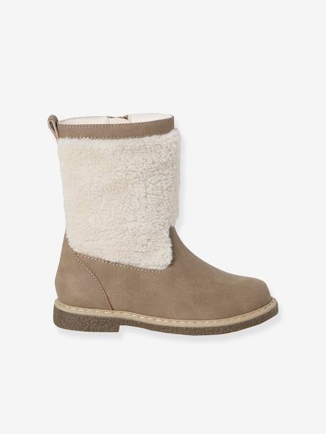 Bottes enfant fille synthétique fourrées zippées taupe 2 - vertbaudet enfant 