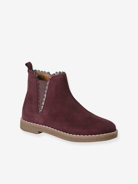 Boots enfant fille cuir élastiquées et zippées bordeaux+camel+marine+or+vert 1 - vertbaudet enfant 