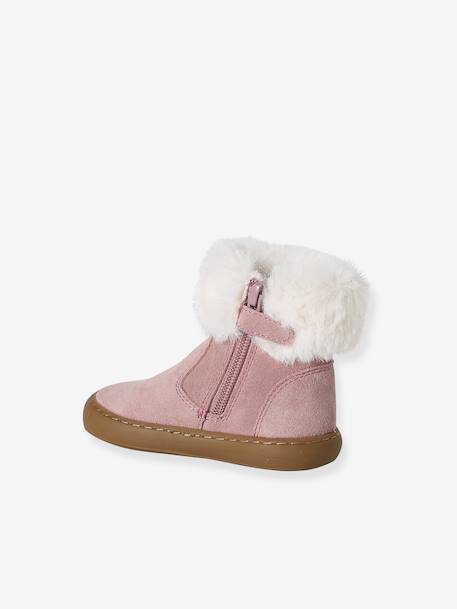 Boots bébé fille cuir fourrées et zippées vieux rose 3 - vertbaudet enfant 