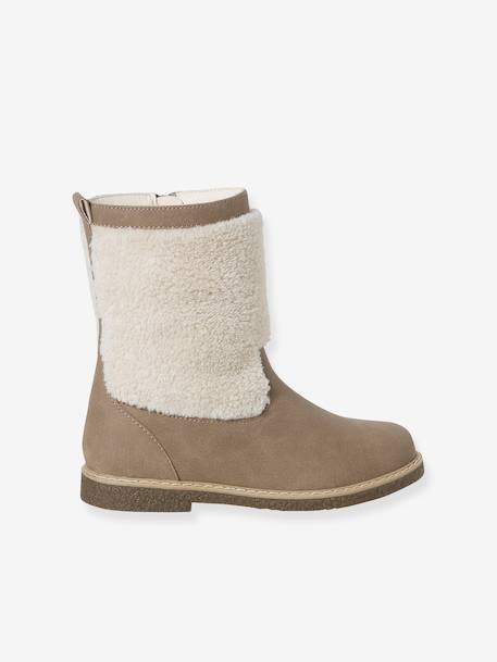 Bottes enfant fille synthétique fourrées zippées taupe 2 - vertbaudet enfant 