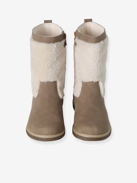 Bottes enfant fille synthétique fourrées zippées taupe 4 - vertbaudet enfant 