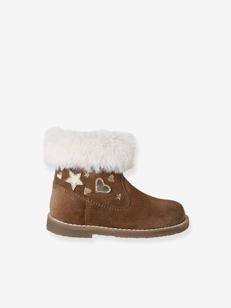 Boots bébé fille cuir fourrées zippées marron 2 - vertbaudet enfant 