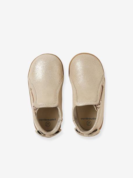 Chausson zippée souples en cuir bébé or+vieux rose 2 - vertbaudet enfant 
