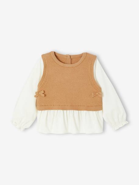 Ensemble 3 pièces bébé pull 2 en 1 + short + foulard terracotta 2 - vertbaudet enfant 