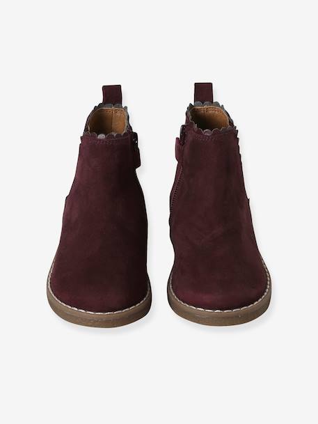 Boots enfant fille cuir élastiquées et zippées bordeaux+camel+marine+or+vert 4 - vertbaudet enfant 
