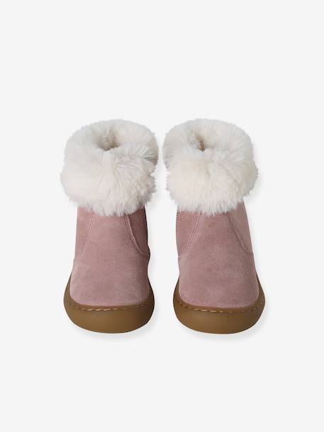 Boots bébé fille cuir fourrées et zippées vieux rose 4 - vertbaudet enfant 