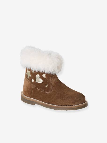 Boots bébé fille cuir fourrées zippées marron 1 - vertbaudet enfant 