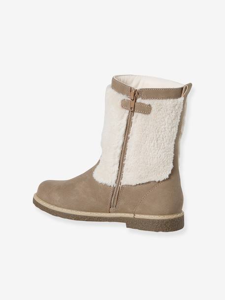 Bottes enfant fille synthétique fourrées zippées taupe 3 - vertbaudet enfant 