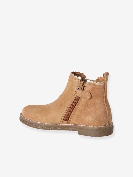 Boots enfant fille cuir élastiquées et zippées bordeaux+camel+marine+or+vert 8 - vertbaudet enfant 
