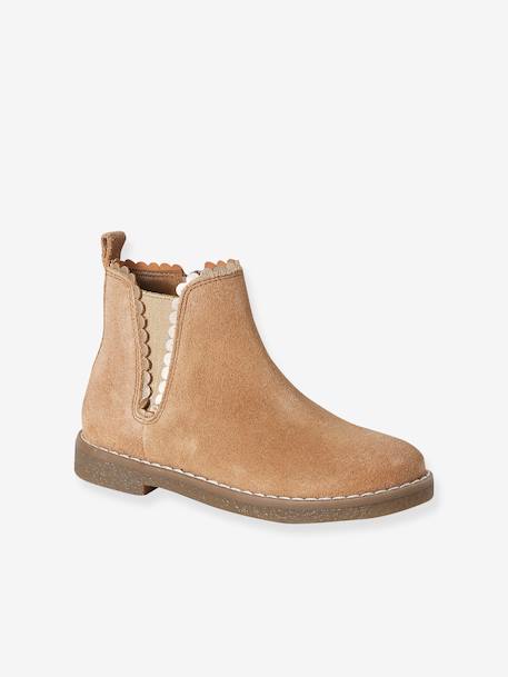 Boots enfant fille cuir élastiquées et zippées bordeaux+camel+marine+or+vert 6 - vertbaudet enfant 