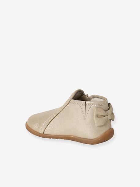Chausson zippée souples en cuir bébé or+vieux rose 4 - vertbaudet enfant 