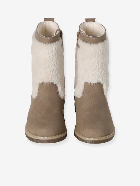 Bottes enfant fille synthétique fourrées zippées taupe 4 - vertbaudet enfant 