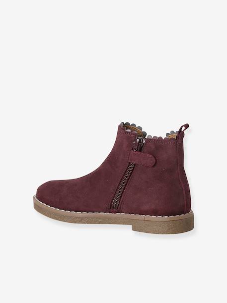 Boots enfant fille cuir élastiquées et zippées bordeaux+camel+marine+or+vert 3 - vertbaudet enfant 