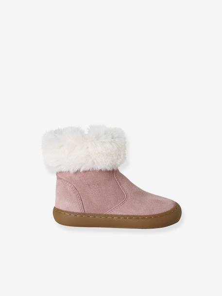 Boots bébé fille cuir fourrées et zippées vieux rose 2 - vertbaudet enfant 