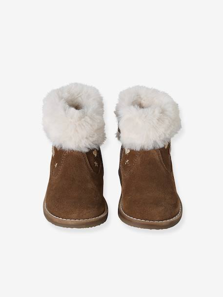 Boots bébé fille cuir fourrées zippées marron 4 - vertbaudet enfant 