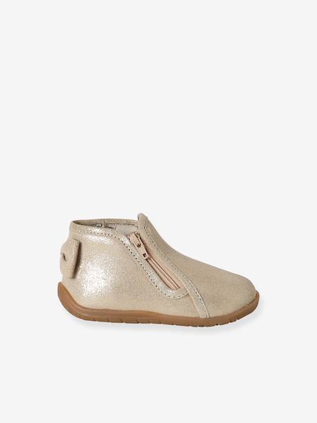 Chausson zippée souples en cuir bébé or+vieux rose 3 - vertbaudet enfant 