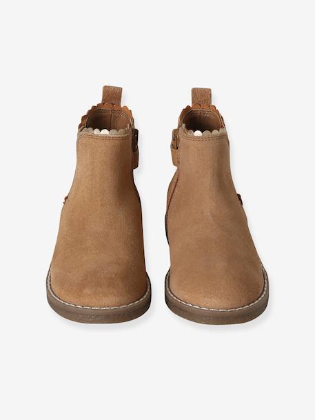 Boots enfant fille cuir élastiquées et zippées bordeaux+camel+marine+or+vert 9 - vertbaudet enfant 
