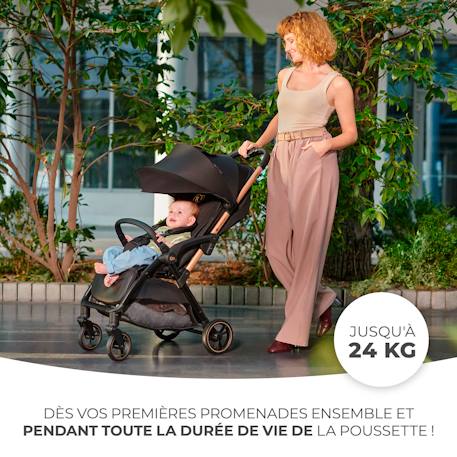 Poussette Kinderkraft APINO légère et compacte avec pliage automatique, dossier inclinable et roues increvables Noir 3 - vertbaudet enfant 