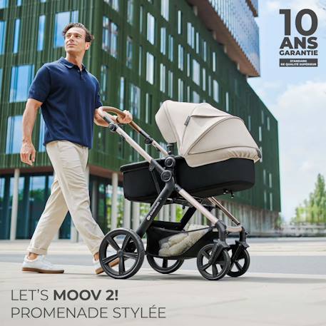 Poussette Kinderkraft MOOV 2 3 en 1 avec Siège 2 en 1 Transformable, MINK PRO i-Size, Travel System et Roues Increvables Beige+Gris+Noir 8 - vertbaudet enfant 