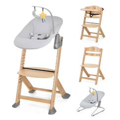 Puériculture-Chaise haute, réhausseur-Chaise Haute Évolutive Kinderkraft ENOCK + CALMEE avec Transat Bébé, Assise Réglable, Design Scandinave et Bois de Hêtre
