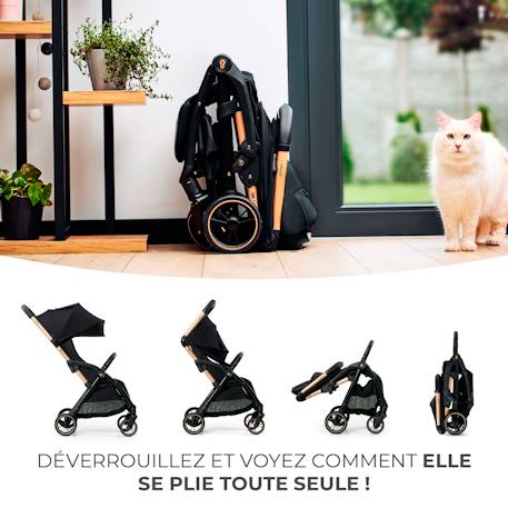 Poussette Kinderkraft APINO légère et compacte avec pliage automatique, dossier inclinable et roues increvables Noir 2 - vertbaudet enfant 