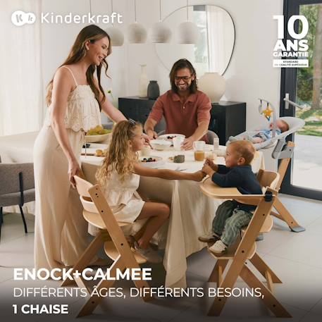 Ensemble Chaise haute en bois 3 en 1 Transat Enock + Calmee, pratique et confortable Gris 2 - vertbaudet enfant 