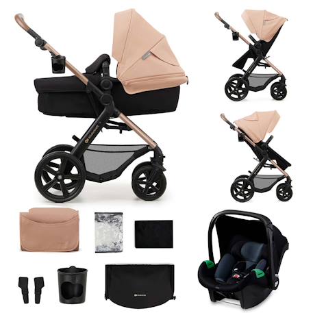 Poussette Kinderkraft MOOV 2 3 en 1 avec Siège 2 en 1 Transformable, MINK PRO i-Size, Travel System et Roues Increvables Beige+Gris+Noir 1 - vertbaudet enfant 