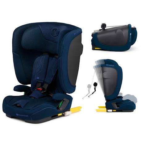 Siège Auto Kinderkraft FIX2GO i-Size avec ISOFIX, SAFERIDE SENSOR, Inclinaison 5 Positions et AIR FLOW Bleu marine+Gris+Noir+Vert 1 - vertbaudet enfant 