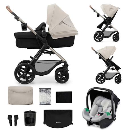 Poussette Kinderkraft MOOV 2 3 en 1 avec Siège 2 en 1 Transformable, MINK PRO i-Size, Travel System et Roues Increvables Beige+Gris+Noir 7 - vertbaudet enfant 