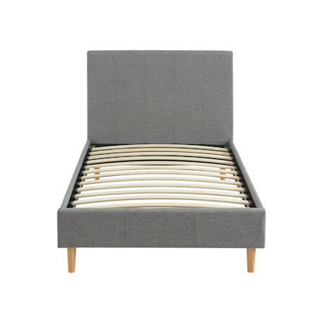 Lit avec sommier à lattes et tête de lit, finition tissu, l202 x p96 x h88cm Gris clair 6 - vertbaudet enfant 
