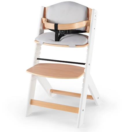 Chaise haute evolutive bois coussin assise reglable Blanc+Gris+Noir 4 - vertbaudet enfant 