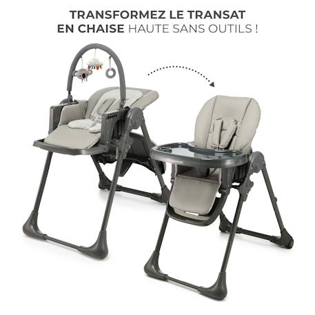 Chaise Haute 2 en 1,  ergonomique, inclinable, pliable avec hauteur réglable Beige+Gris+Vert 9 - vertbaudet enfant 