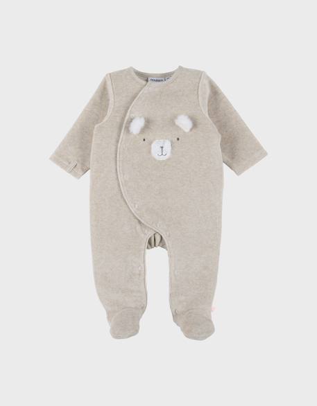 Pyjama en velours brodé – orso Beige 1 - vertbaudet enfant 