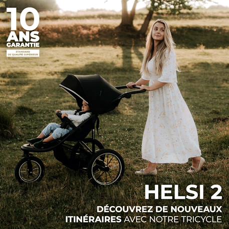 Poussette Tout-Terrain Kinderkraft HELSI 2 avec 3 Roues Gonflables Amorties, Dossier Allongé et Poignée Réglable Gris+Noir 8 - vertbaudet enfant 