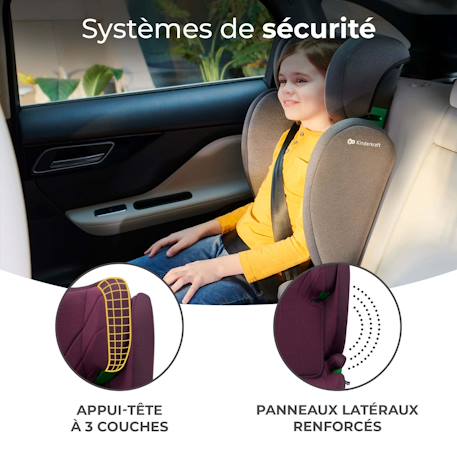 Siège auto bébé Groupe 2/3 100-150 cm, de 3,5 à 12 ans, fixation Isofix, têtière ajustable Bordeaux 3 - vertbaudet enfant 